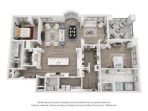 Floor plan for 2 beds, 2.5 baths, 2439 sqft